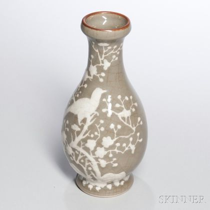 Celadon White Slip-decorated Vase