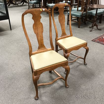 Set of Six Queen Anne-style Walnut Side Chairs