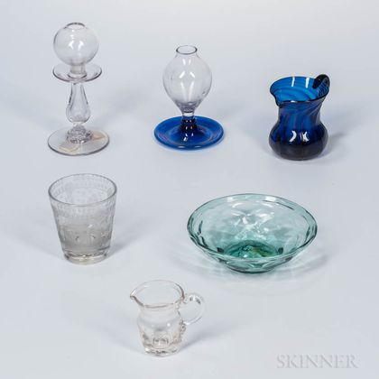 Six Blown Glass Items