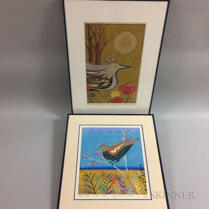 Four Yoshihara Kimura Bird Woodcuts