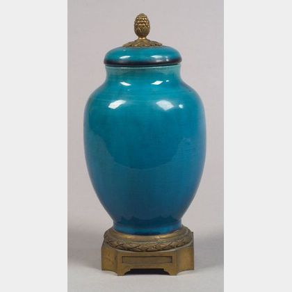 Bronze Mounted Porcelain Vase and Cover