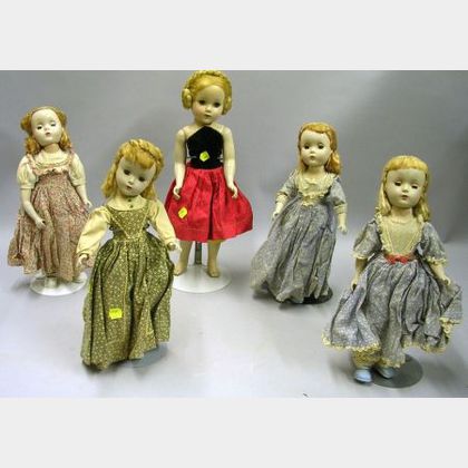 Five Hard Plastic Dolls