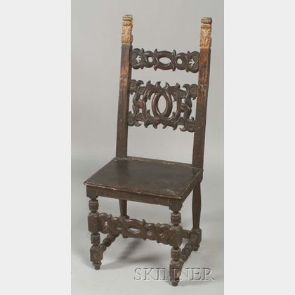 Continental Baroque Parcel Gilt Walnut Side Chair
