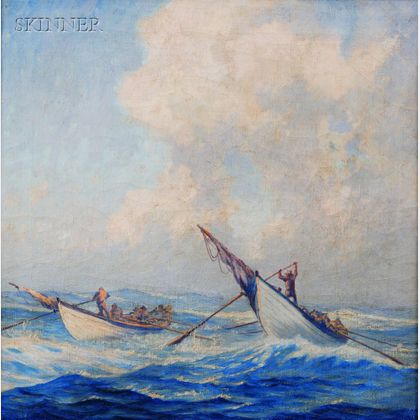 Arthur Andrew (Captain) Small (American, 1885-1958) The Race for a Whale/ A View of New Bedford, Massachusetts