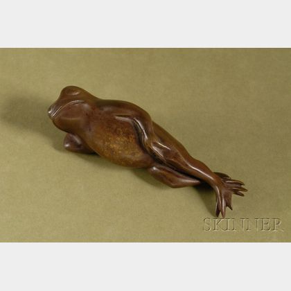 French Solid Cast Recumbent Figure of a Frog