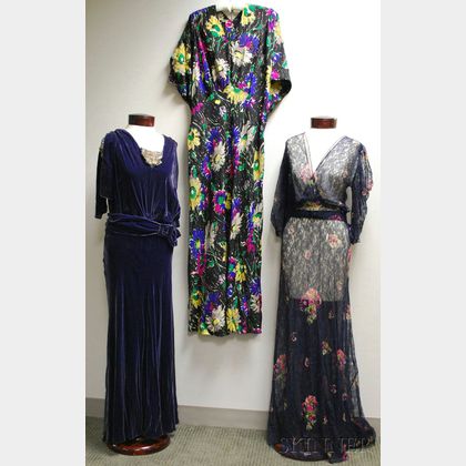 Three Vintage Lady's 1940s Style Dresses.