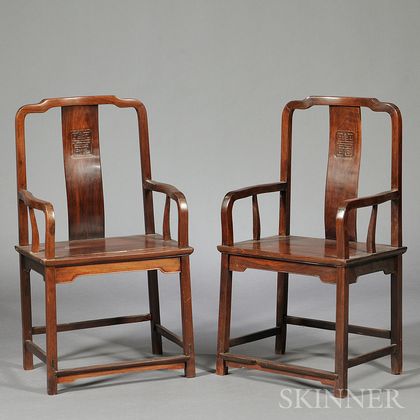 Pair of Continuous Yoke-back Armchairs