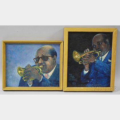 Davis Quinn (American, 20th Century) Two Portraits of Jazz Trumpeter Sidney De Paris