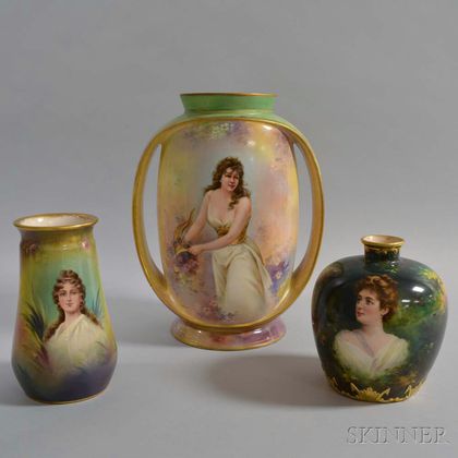 Three Royal Bonn Ceramic Portrait Vases