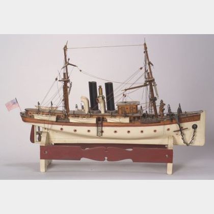 Carved and Painted Wooden Model Of the Screw Steamer "ROVER,"