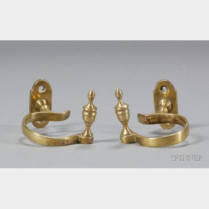 Pair of Brass Jamb Hooks with Urn Finials