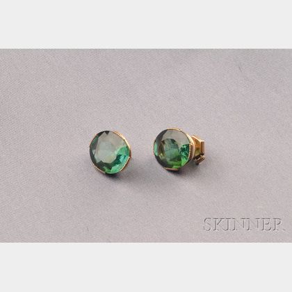 18kt Gold and Green Tourmaline Stud Earrings