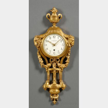 Neoclassical Gilt-brass Cartel Clock by Chelsea