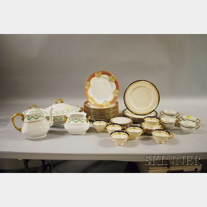 Three Partial Sets of Decorated Porcelain Dinnerware