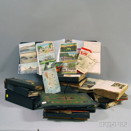 Collection of Mostly Early to Mid-20th Century Travel Memento Scrap Albums, Postcards, and Greeting Cards