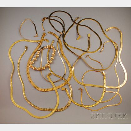 Large Group of Mostly 14kt Gold Chains