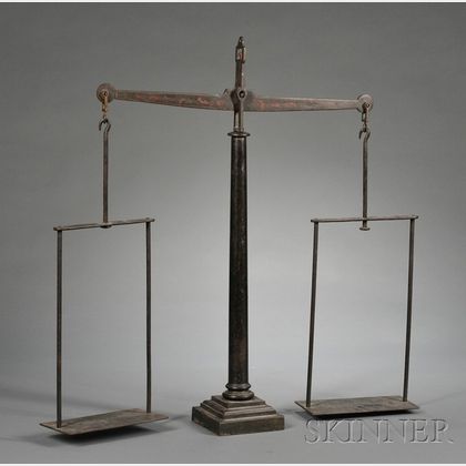Paint-decorated Cast and Wrought Iron Balance Scale