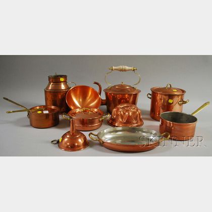 Ten Pieces of Copper Kitchenware. 