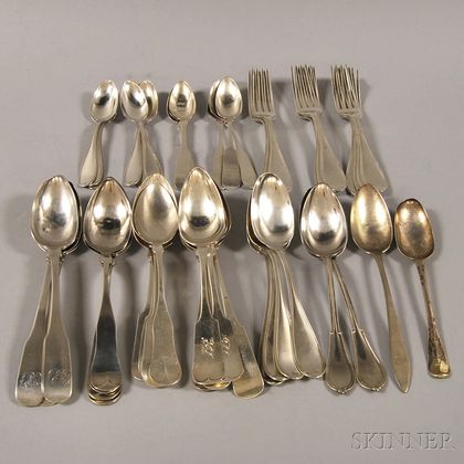 Large Group of Coin Silver Flatware