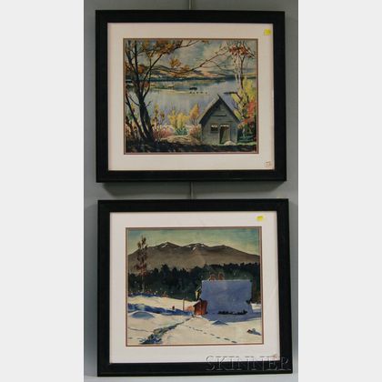 Aarne Parker (American, 1902-1995) Two Works: Winter Landscape