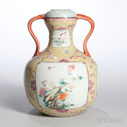 Famille Jaune Handled Vase