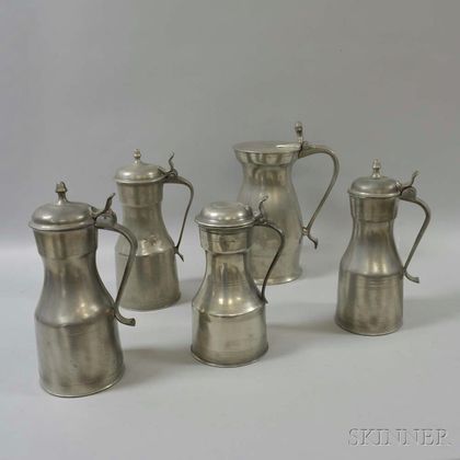 Five Pewter Tappit Hen Measures
