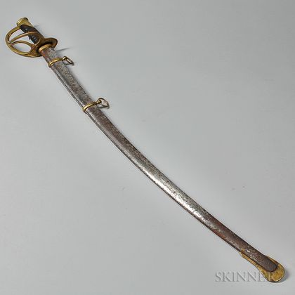 Unmarked Confederate Cavalry Saber and Scabbard