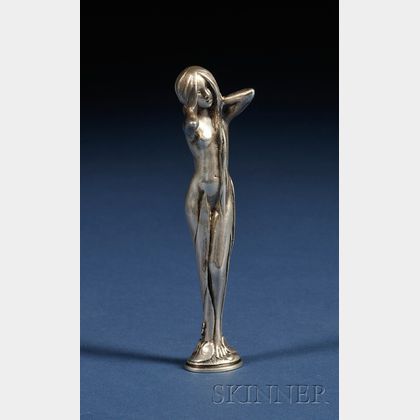 Gorham Sterling Silver Art Nouveau Desk Seal in the Form of a Water Nymph