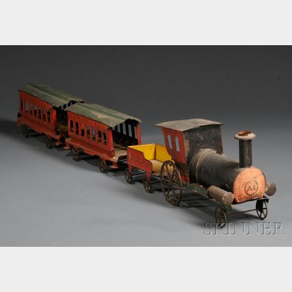 Polychrome-painted Tin Toy Train