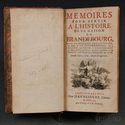 Frederick I of Prussia (1657-1713) Memoires pour Servir a L'Histoire de la Maison de Brandebourg
