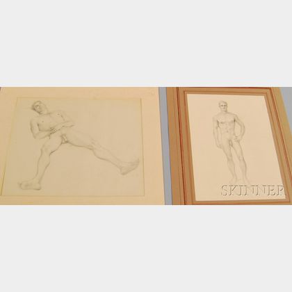 John B. Lear, Jr. (American, 1910-2008) Two Nude Male Portraits.
