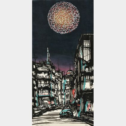 Kan Kawada (b. 1924),Fireworks at Miyuki Street 