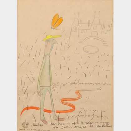 Ludwig Bemelmans (American, 1898-1962),Sketch for Madeline in London: Next Morning After He Arose, the Gardener Dropped His Garden Hos