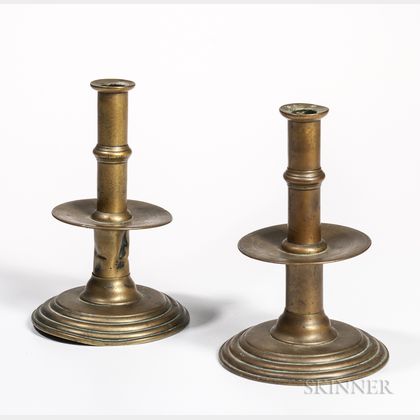Pair of Brass Circular-base Candlesticks