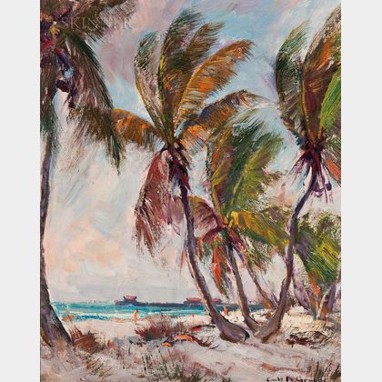 Emile Albert Gruppé (American, 1896-1978) Palms and Pier