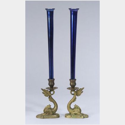 Pair of Tiffany Art Glass Vases