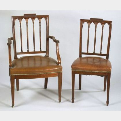 Assembled Set of Ten Sheraton-style Mahogany Dining Chairs