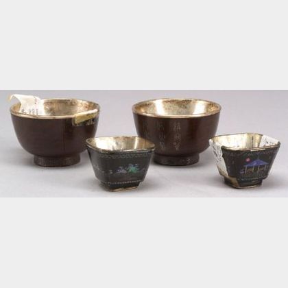 Four Silver-Lined Cups