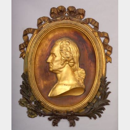 Gilded Cast Bronze George Washington Portrait Medallion