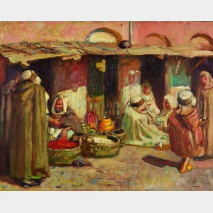 Robert Henry Logan (American, 1874-1942) Moroccan Scene with Dwarf