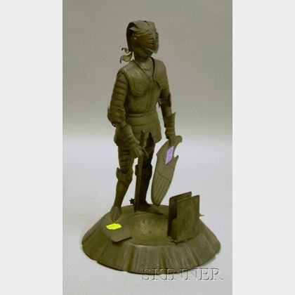 German Iron Figural Knight-in-Armour Table-Top Smokers Stand. 
