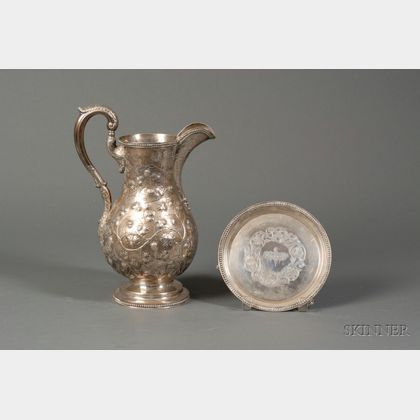 Coin Silver Water Presentation Pitcher and Tray