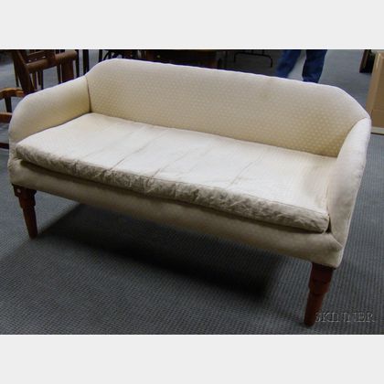 Country Upholstered Red-painted Maple Settee