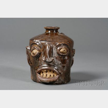 Redware Pottery Grotesque Face Jug