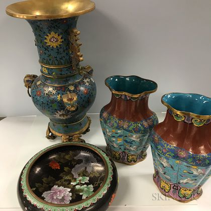 Four Decorative Cloisonne Items