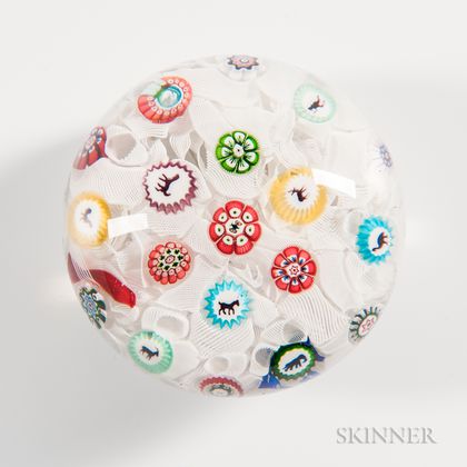 Baccarat Millefiori and Silhouette Paperweight