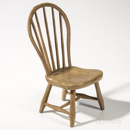 Miniature Taupe-painted Bamboo-turned Bow-back Windsor Side Chair