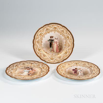 Twelve French Hand-painted Porcelain Plates