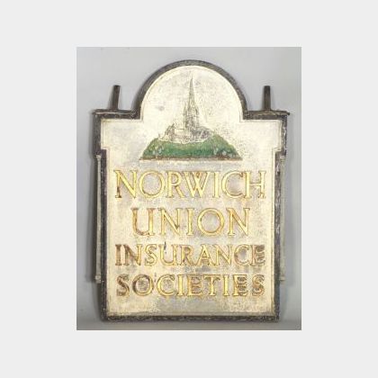 Painted Cast Zinc Norwich Insurance Trade Sign