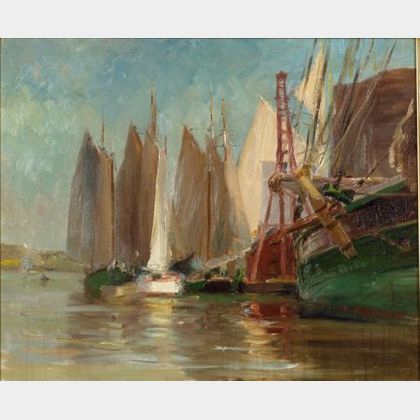 Attributed to Edgar Alwin Payne (American, 1882-1947) On the Wharf